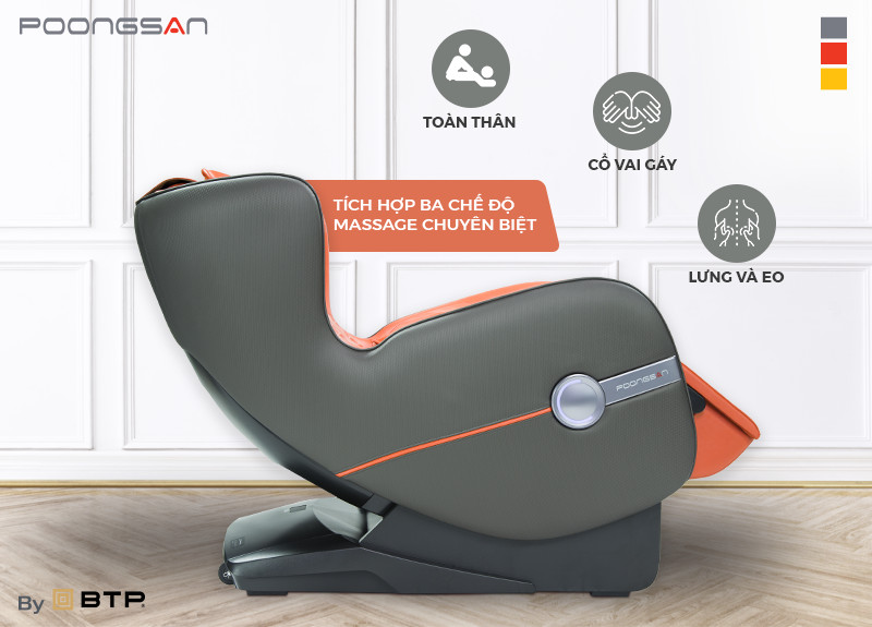 Ghế massage Poongsan MCP-128 mang đến 3 chương trình massage tự động chuyên biệt