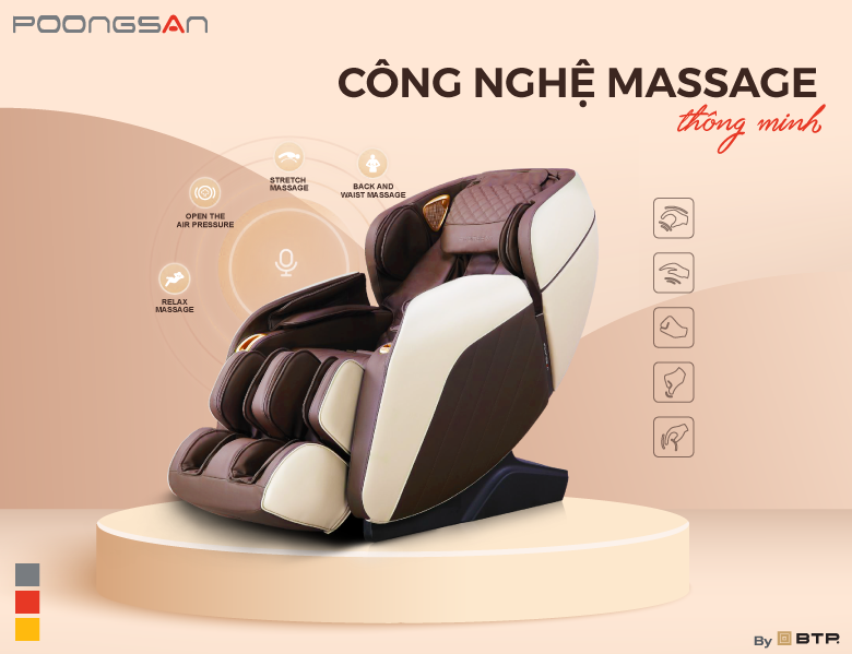 Ghế massage Poongsan có công nghệ massage đa hướng thông minh