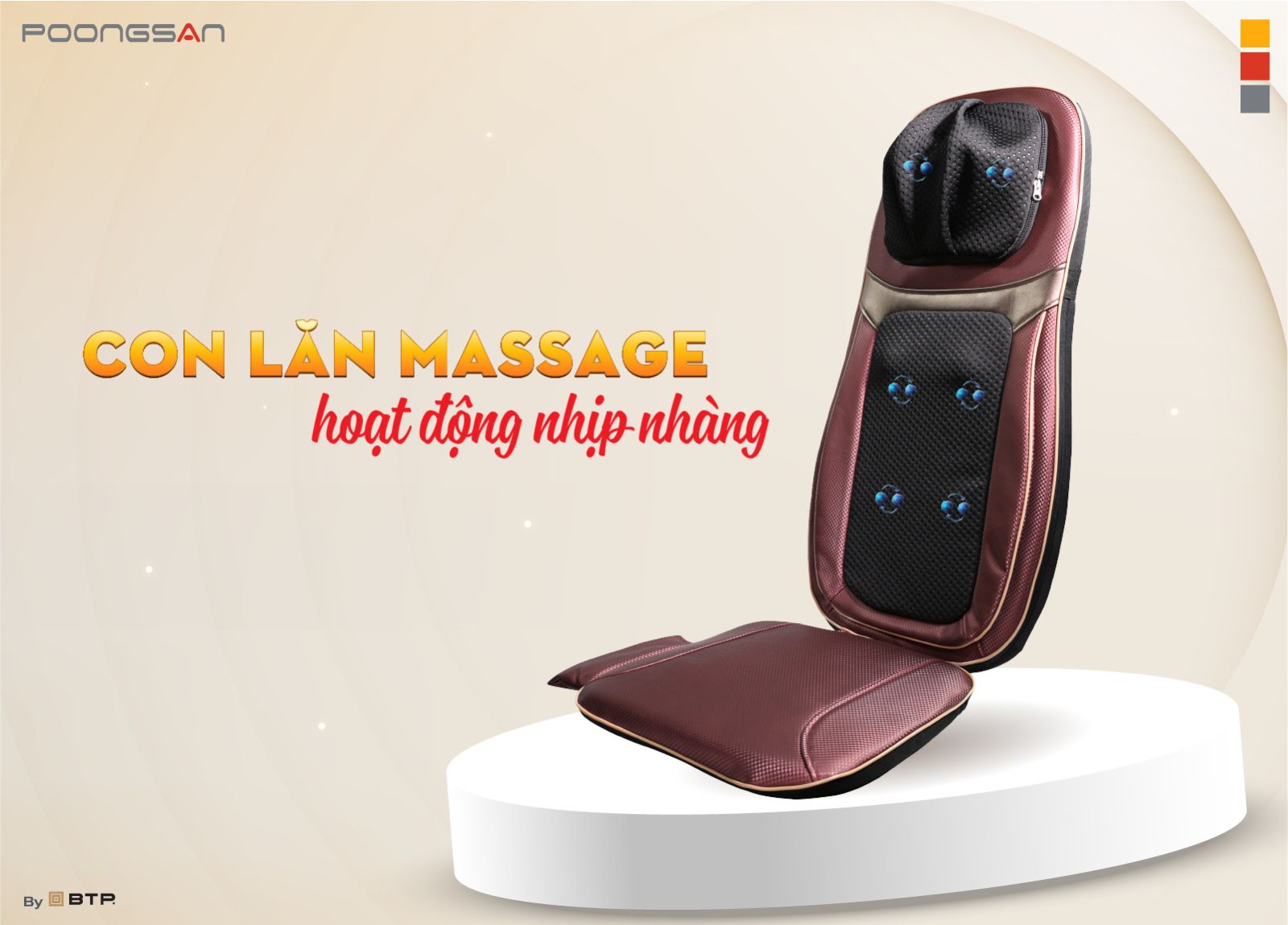 Con lăn massage hoạt động nhịp nhàng trên Poongsan MUP-001