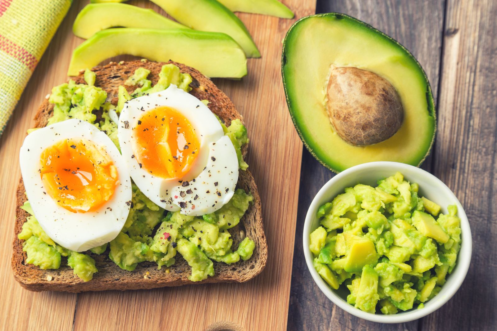 The fat in the avocado and the protein in the egg create a low-calorie dish