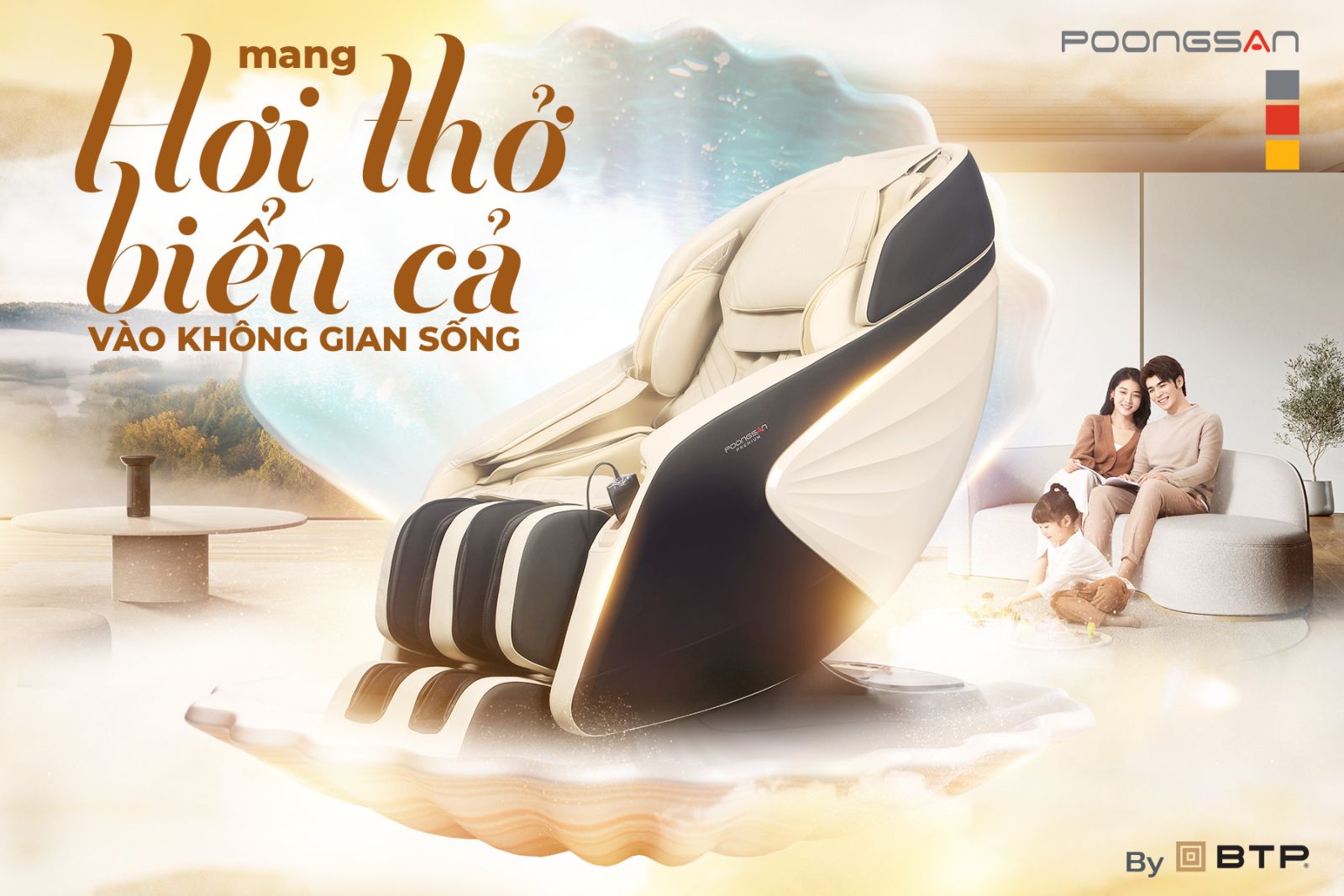 Ghế massage Poongsan MCP-502 mang hơi thở biển cả vào không gian sống