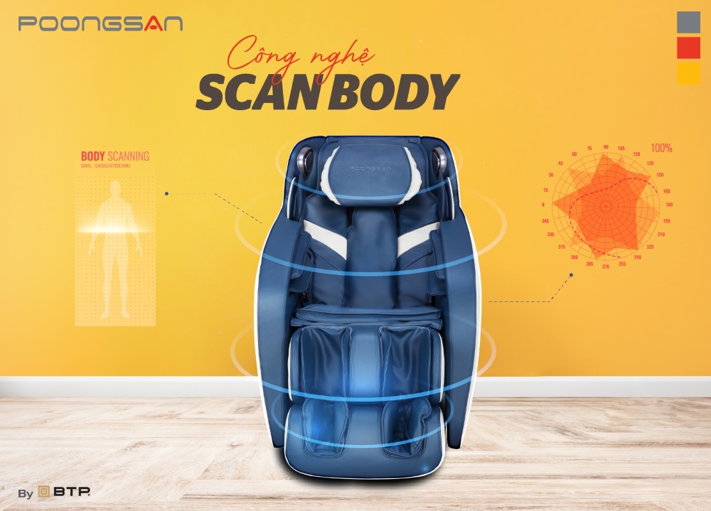 Ghế massage Poongsan MCP - 151 sở hữu tính năng Scan Body giúp định vị huyệt đạo chính xác