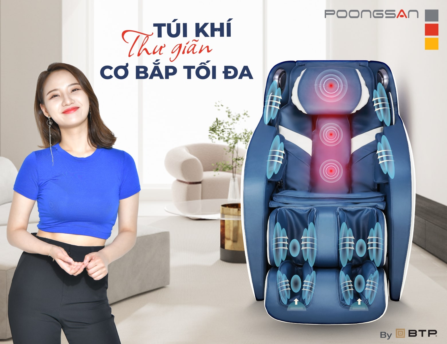 Túi khí massage chuyên sâu êm ái giúp thư giãn cơ bắp tối đa